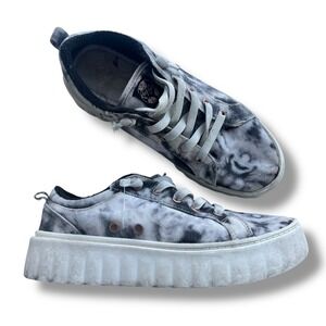 Roxy Girl Womens 6 White Black Tie Dye Lace Up Platform Sheilahh Sneakers Surfer